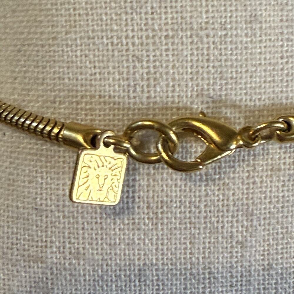 VTG Ann Klein Gold Plate Puffy Heart Pendant Long Snake Chain Necklace 35” - Picture 5 of 10